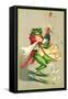 Frog Popping Champagne Cork-null-Framed Stretched Canvas