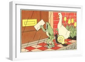 Frog, Snail and Duck with Letter-null-Framed Art Print