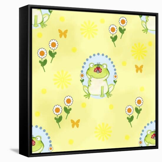 Froggie Garden-Valarie Wade-Framed Stretched Canvas