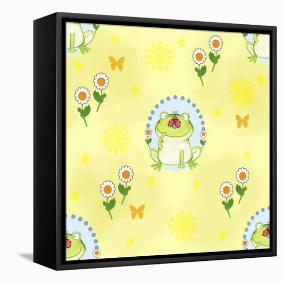 Froggie Garden-Valarie Wade-Framed Stretched Canvas