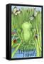 Frogs and Friends Welcome-Melinda Hipsher-Framed Stretched Canvas