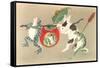 Frogs and Rabbit Carrying Palanquin-null-Framed Stretched Canvas