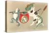 Frogs and Rabbit Carrying Palanquin-null-Stretched Canvas