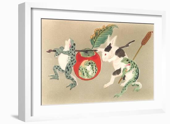 Frogs and Rabbit Carrying Palanquin-null-Framed Art Print