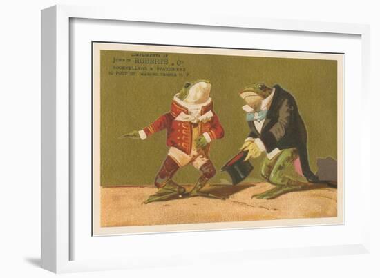 Frogs Dressed as Master and Servant-null-Framed Art Print