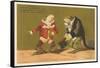 Frogs Dressed as Master and Servant-null-Framed Stretched Canvas