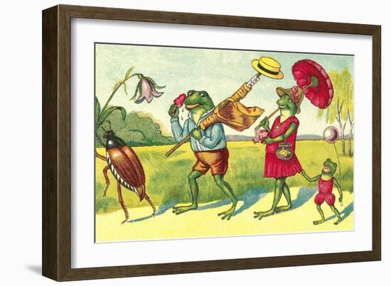 Frogs on Summer Outing-null-Framed Art Print