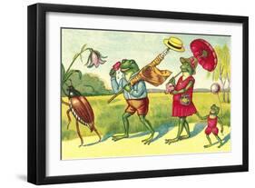 Frogs on Summer Outing-null-Framed Art Print