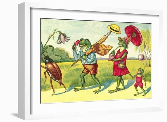 Frogs on Summer Outing-null-Framed Art Print