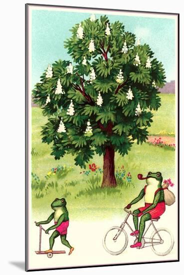 Frogs Passing Horse Chestnut-null-Mounted Art Print