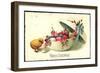 Frohe Ostern, Bunte Ostereier, Küken, Schleife-null-Framed Giclee Print