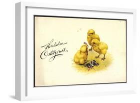 Frohe Ostern, Drei Küken, Vergissmeinnicht-null-Framed Giclee Print