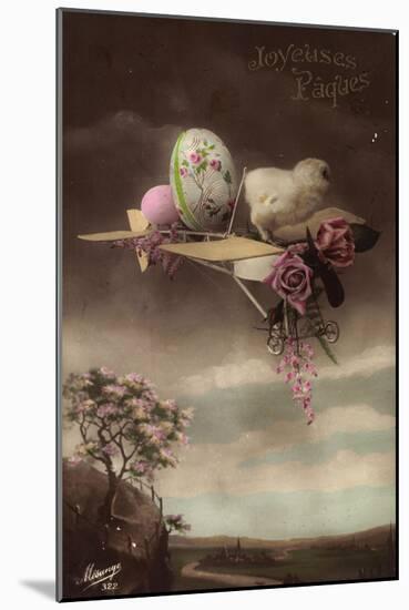 Frohe Ostern, Küken, Ostereier, Flugzeug, Rosen-null-Mounted Giclee Print