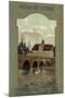 Frohe Ostern, Schwäne Auf Dem Fluss, Brücke,Wohnhaus-null-Mounted Giclee Print