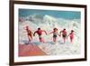 Frolicking in Waves, Retro-null-Framed Art Print