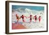 Frolicking in Waves, Retro-null-Framed Art Print