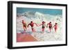 Frolicking in Waves, Retro-null-Framed Art Print