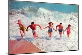 Frolicking in Waves, Retro-null-Mounted Art Print