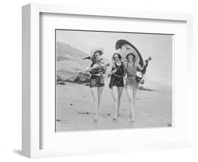 Frolicsome Trio of American Bathing Beauties Wearing the Latest Swimsuit Costumes-Emil Otto Hopp?-Framed Photographic Print