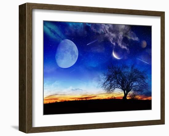 From Earth Looking Out Into The A Surreal Night Starry Sky-Vicki France-Framed Art Print