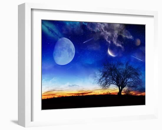 From Earth Looking Out Into The A Surreal Night Starry Sky-Vicki France-Framed Art Print