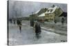 From Gronland Kristiania  Oslo, 1888 oil on panel-Fritz Thaulow-Stretched Canvas