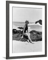 From Here to Eternity by FredZinnemann with Deborah Kerr (1921 - 2007), here 1953 (b/w photo)-null-Framed Photo