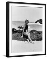 From Here to Eternity by FredZinnemann with Deborah Kerr (1921 - 2007), here 1953 (b/w photo)-null-Framed Photo