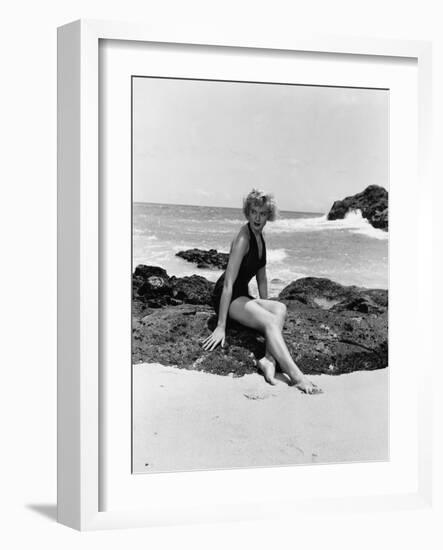 From Here to Eternity by FredZinnemann with Deborah Kerr (1921 - 2007), here 1953 (b/w photo)-null-Framed Photo