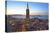 From Hotel Mandarin Oriental Towards Transamerica Pyramid and Coit Tower, San Francisco, California-Christian Heeb-Stretched Canvas