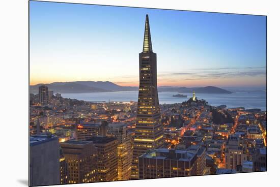 From Hotel Mandarin Oriental Towards Transamerica Pyramid and Coit Tower, San Francisco, California-Christian Heeb-Mounted Premium Photographic Print