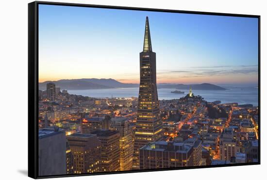 From Hotel Mandarin Oriental Towards Transamerica Pyramid and Coit Tower, San Francisco, California-Christian Heeb-Framed Stretched Canvas