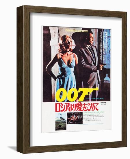 From Russia with Love, Japanese Poster Art, Top from Left: Daniela Bianchi, Sean Connery, 1963-null-Framed Art Print