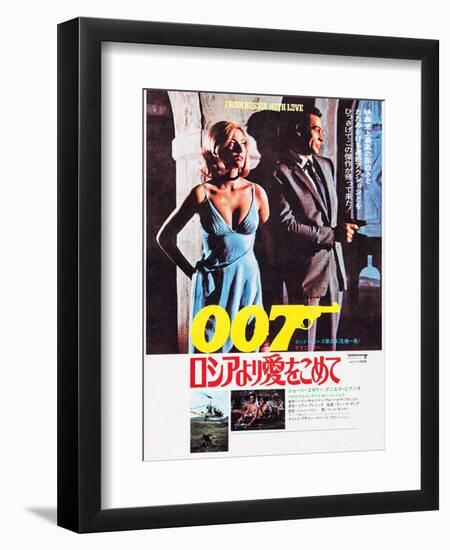 From Russia with Love, Japanese Poster Art, Top from Left: Daniela Bianchi, Sean Connery, 1963-null-Framed Art Print