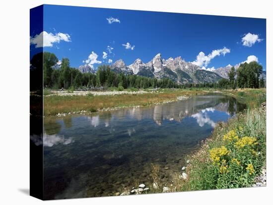 from Schwabacher's Landing Across the Snake River to the Teton Range, Grand Teton National Park-Ruth Tomlinson-Stretched Canvas