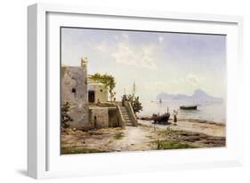 From Sorrento, Towards Capri, 1889-Peder Mork Monsted-Framed Giclee Print