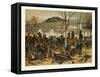 From the Battle at Mont Valerien on the 19th of January; the First Compagnie of the 5th Battalion o-null-Framed Stretched Canvas