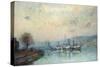 From the Boathouse, Outskirts of Rouen-Albert-Charles Lebourg-Stretched Canvas