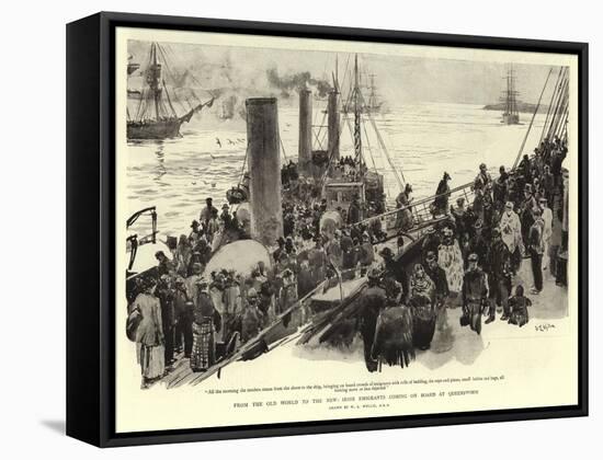 From the Old World to the New, Irish Emigrants Coming on Board at Queenstown-William Lionel Wyllie-Framed Stretched Canvas