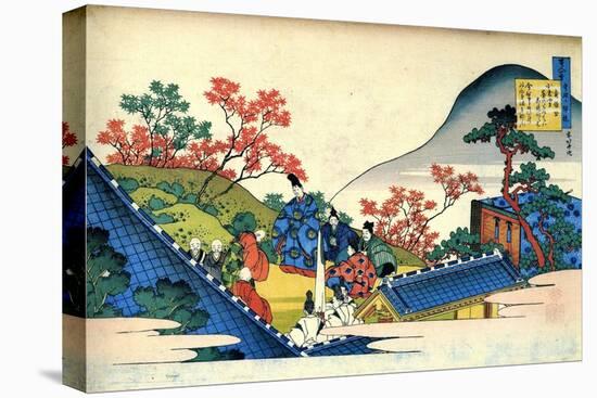 From the Series Hundred Poems by One Hundred Poets: Fujiwara No Tadahira, C1830-Katsushika Hokusai-Stretched Canvas