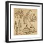 From the Traveling Series: South Africa - Collection of an Hand Drawn Illustrations-KUCO-Framed Premium Giclee Print