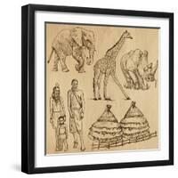 From the Traveling Series: South Africa - Collection of an Hand Drawn Illustrations-KUCO-Framed Art Print