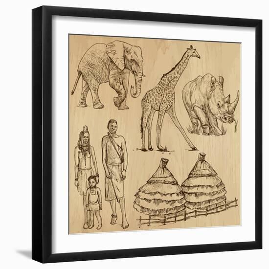 From the Traveling Series: South Africa - Collection of an Hand Drawn Illustrations-KUCO-Framed Art Print