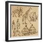 From the Traveling Series: South Africa - Collection of an Hand Drawn Illustrations-KUCO-Framed Art Print