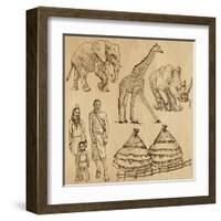 From the Traveling Series: South Africa - Collection of an Hand Drawn Illustrations-KUCO-Framed Art Print