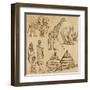 From the Traveling Series: South Africa - Collection of an Hand Drawn Illustrations-KUCO-Framed Art Print