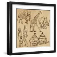 From the Traveling Series: South Africa - Collection of an Hand Drawn Illustrations-KUCO-Framed Art Print