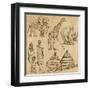 From the Traveling Series: South Africa - Collection of an Hand Drawn Illustrations-KUCO-Framed Art Print