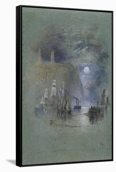 from Turner's Annual Tour: The Seine 1834 Watercolours, Light-Towers of la Hève (Vignette)-Joseph Mallord William Turner-Framed Stretched Canvas