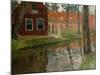 From Vollendam, red house, water-Fritz Thaulow-Mounted Giclee Print